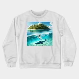 beach surfing big wave surfing Crewneck Sweatshirt